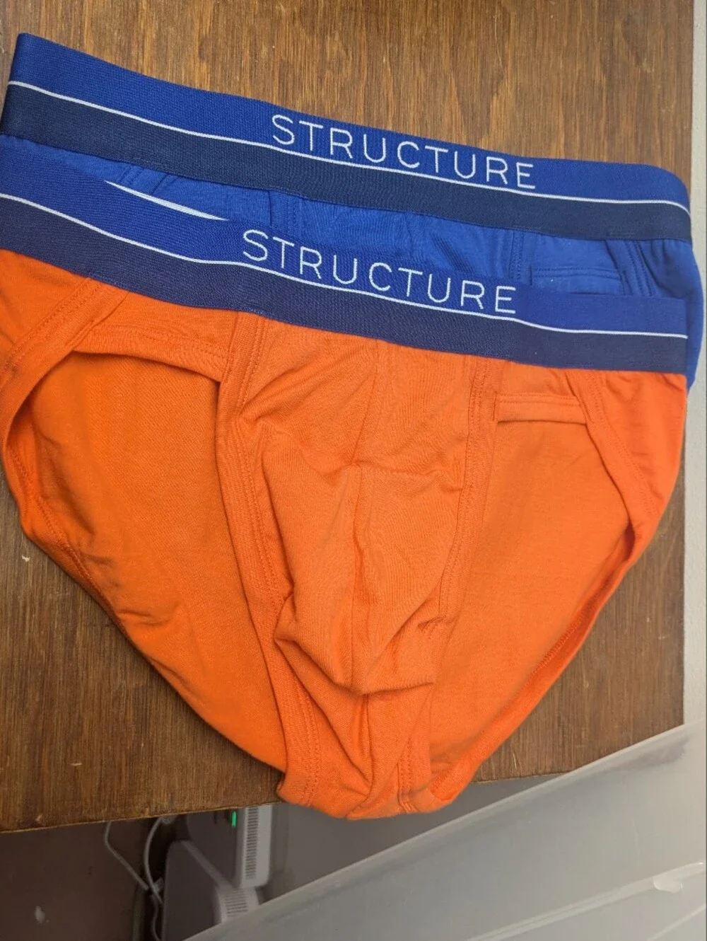 Sm 28-30 Structure Men’s Sport Briefs 2 Pk Blue, Orange 95% Cotton Soft Stretch